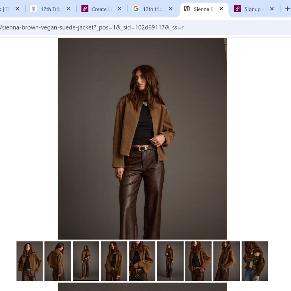 12th Tribe Sienna Brown Vegan Suede Jacket Size Large - Picture 5 of 6